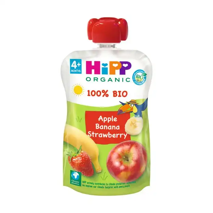 Hippis 100% frutas manzana, plátano y fresa ecológico 100 gr - HiPP - Comparador de precios