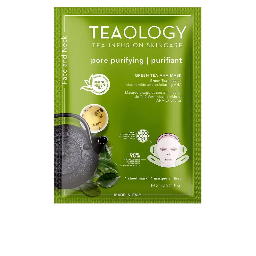 Face And Neck green tea Aha + Bha mask 21 ml - TEAOLOGY - Comparador de precios
