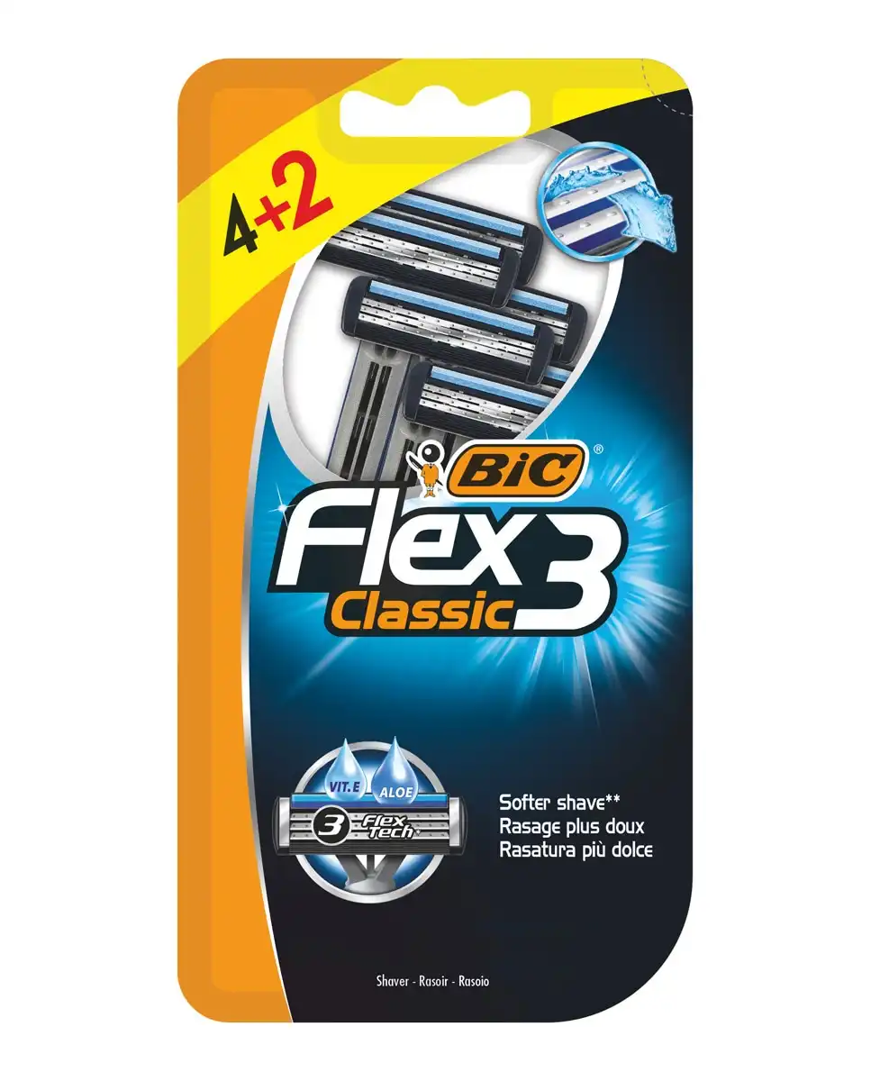 BIC - Maquinillas De Afeitar Desechables Flex 3 Classic BL4+2 - Bic - Comparador de precios