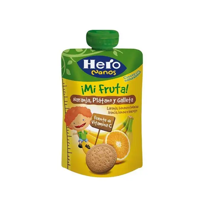Bolsita Mi fruta de Naranja, Plátano y Galleta Hero Nanos 100 gr - Hero Baby - Comparador de precios