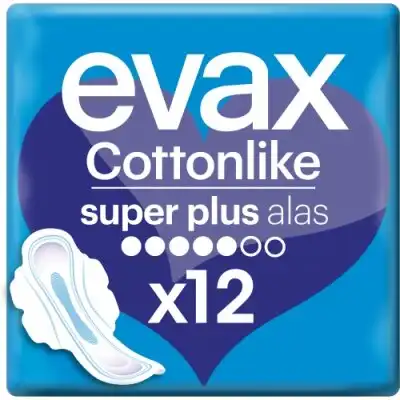 Evax Cottonlike Compresas Súper Plus con Alas 12 Unidades - EVAX - Comparador de precios