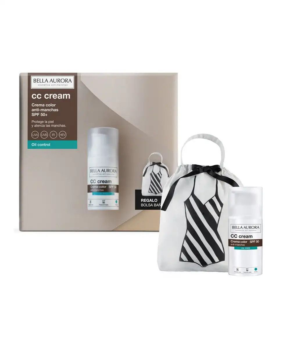 Bella Aurora - Pack Solar CC Cream SPF50+ Oil Free con Bolsa Bañador. - Bella Aurora - Comparador de precios
