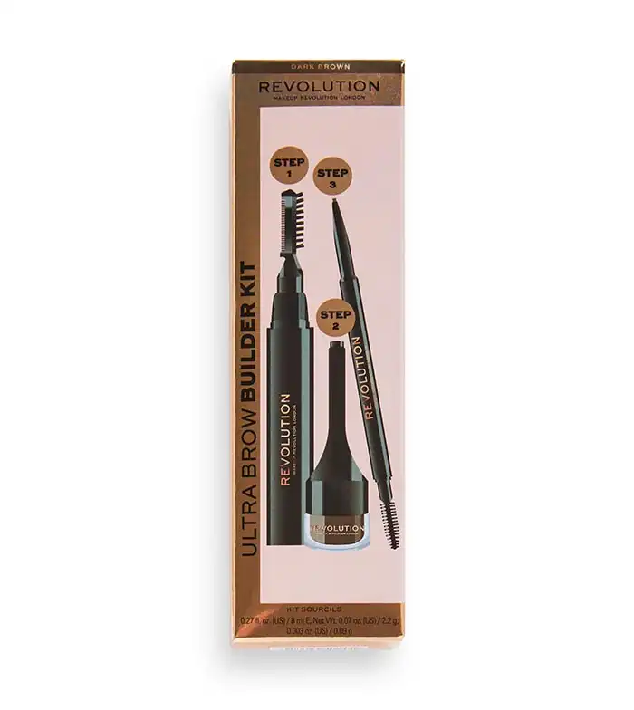Revolution - Kit de cejas Ultra Brow Builder - Dark Brown - Makeup Revolution - Comparador de precios