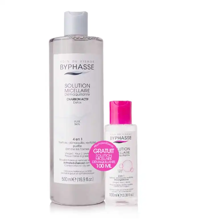 Byphasse - Pack Solución micelar con carbón activo 500ml + Solución micelar desmaquillante 100ml - Byphasse - Comparador de precios