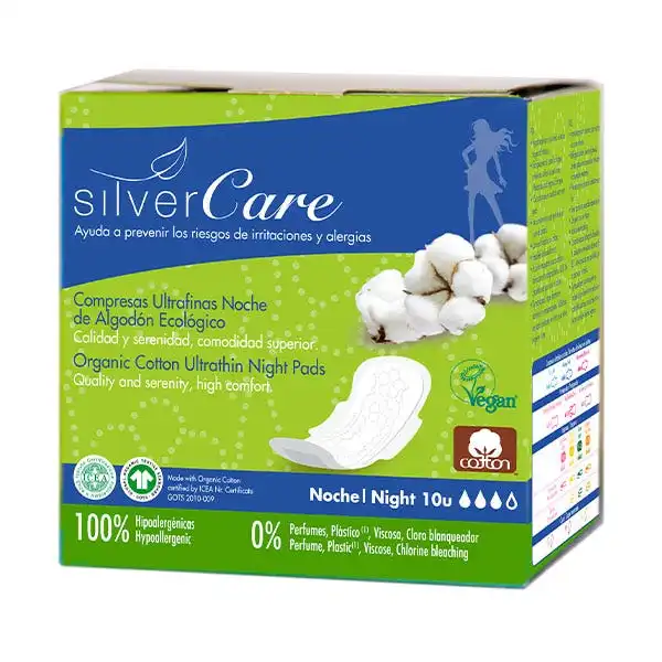 Compresas Ultrafinas Noche Con Alas - SILVER CARE - Comparador de precios