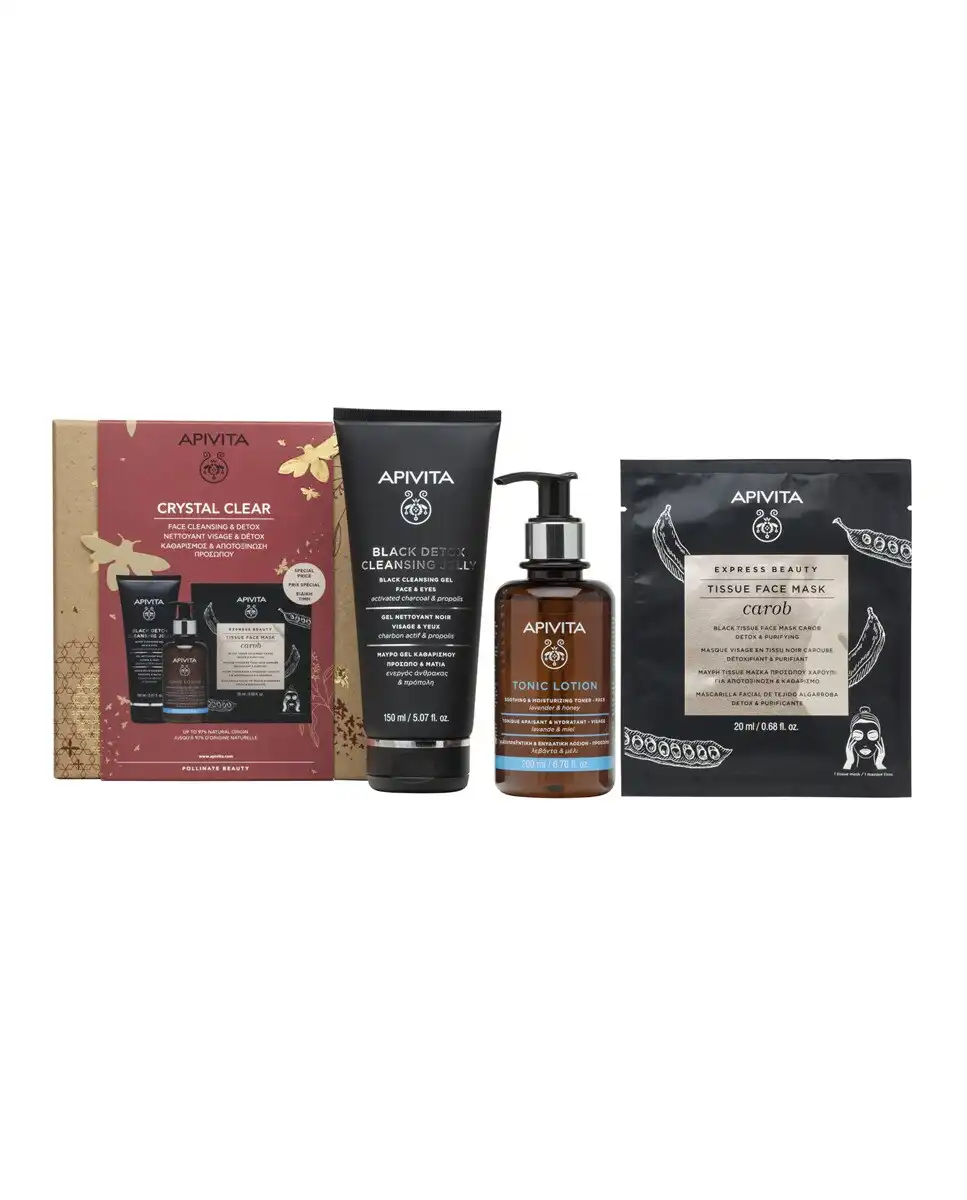 Apivita - Cofre Limpiador Detox Negro + Tónico Facial + Express Sheet Mascarilla Con Algarroba - Apivita - Comparador de precios