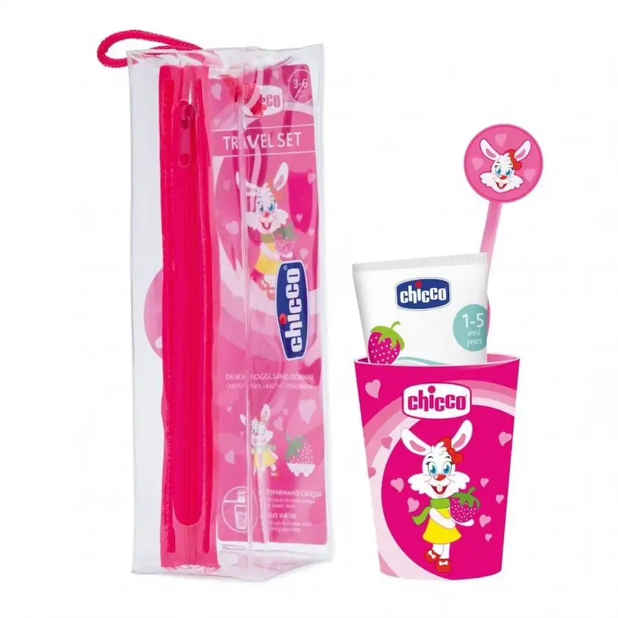 Chicco - Set Cepillo De Dientes Viaje Rosa 36M+ Cepillos de dientes y limpiadores de lengua 1 pieces unisex - Chicco - Comparador de precios
