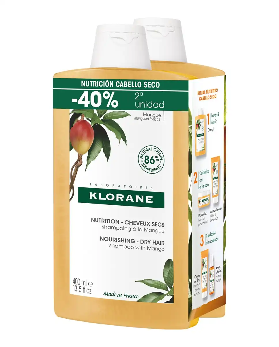 Klorane - Duplo Champú Nutritivo Con Mango Cabello Seco - Klorane - Comparador de precios