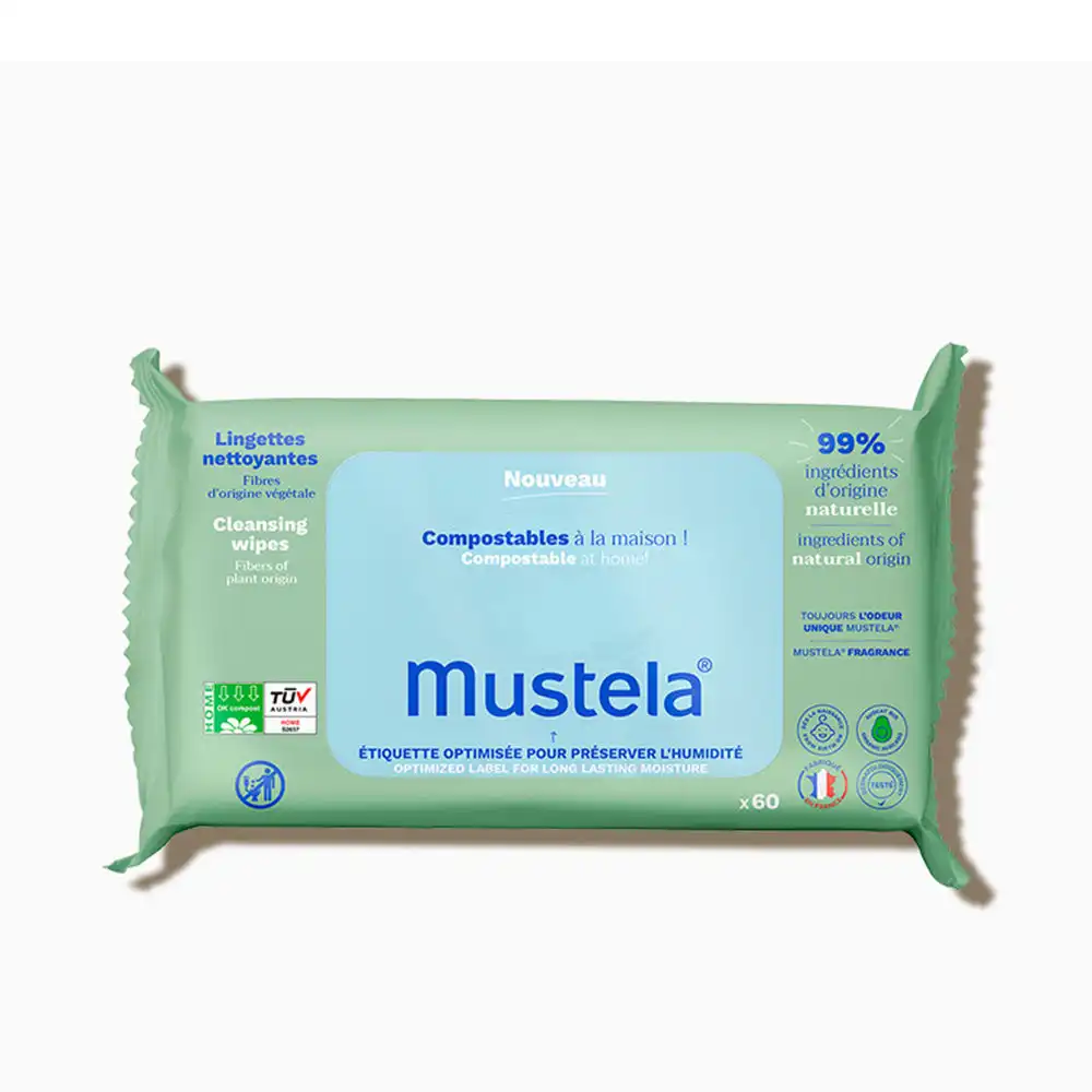 Bio toallitas limpiadoras compostables 60 u - Mustela - Comparador de precios