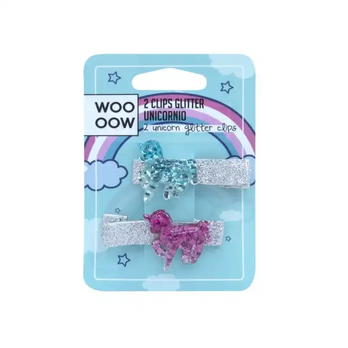 Set 2 clips Glitter Unicornio - Woo oow - Comparador de precios