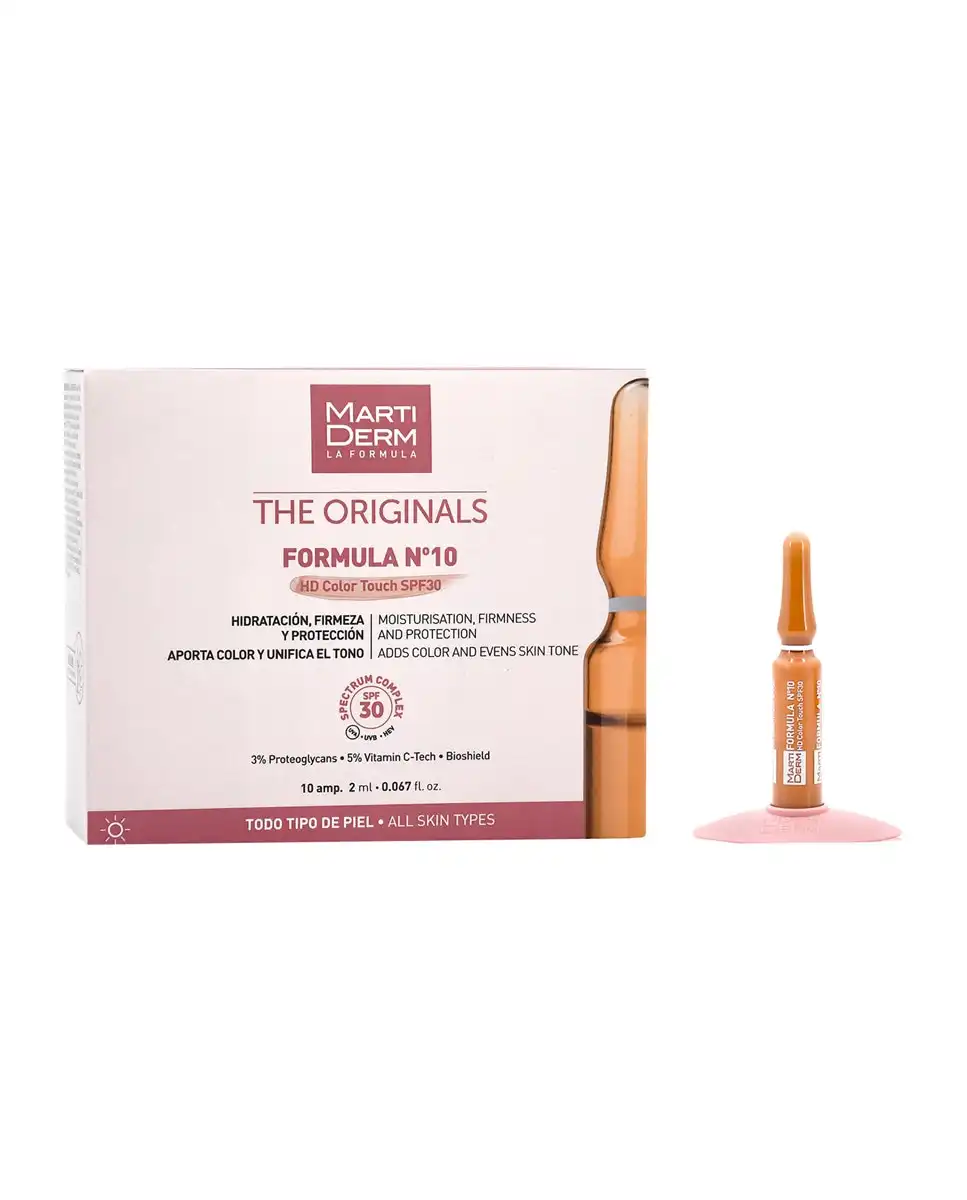 MartiDerm - 10 Ampollas Formula Nº10 HD Color Touch SPF30 The Originals - MartiDerm - Comparador de precios