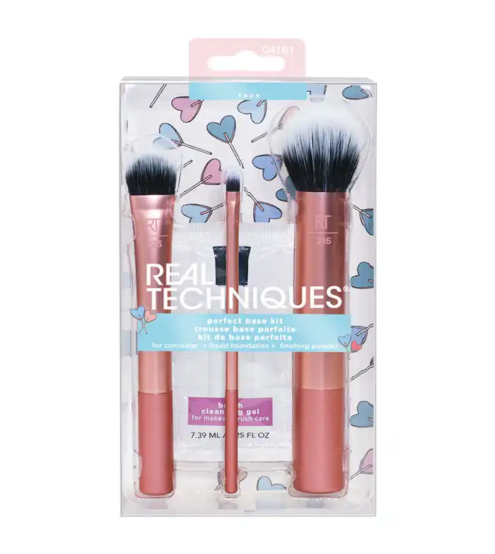 Real Techniques - *Love IRL* - Set de brochas para rostro con limpiador Perfect Base Kit - Real Techniques - Comparador de precios