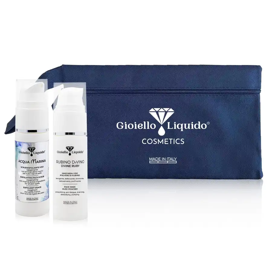 Gioiello Liquido - Kit de viaje facial: mascarilla polvo de rubí + exfoliante + bolso de mano Sets de viaje 1 pieces unisex - Gioiello Liquido - Comparador de precios