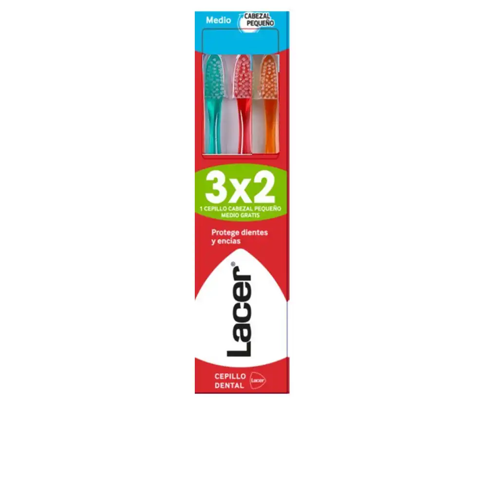 Cepillo Dental cabezal pequeño medio pack 3 u - lacer - Comparador de precios