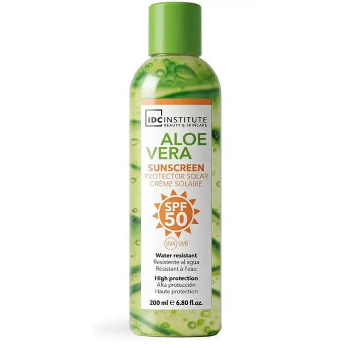 Protector Solar Aloe Vera SPF50 200 ml - IDC INSTITUTE - Comparador de precios