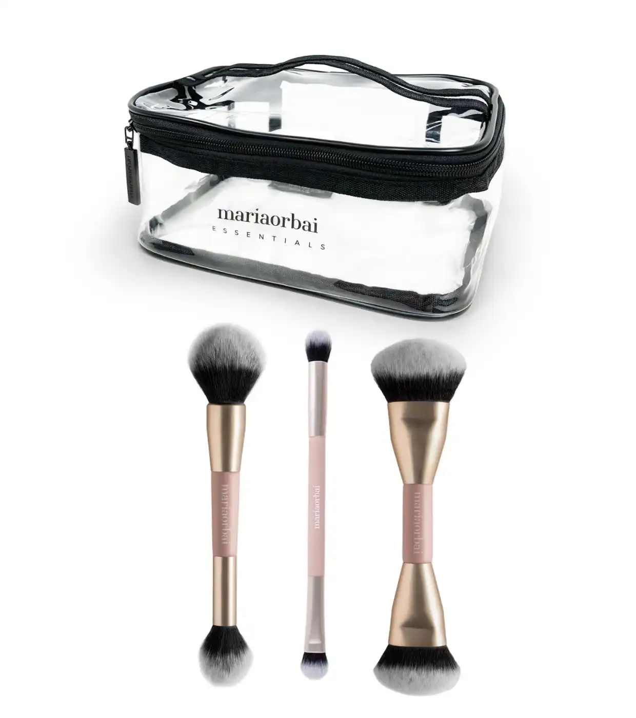 Maria Orbai - Set de tres brochas dobles + neceser - Pink - Maria Orbai - Comparador de precios