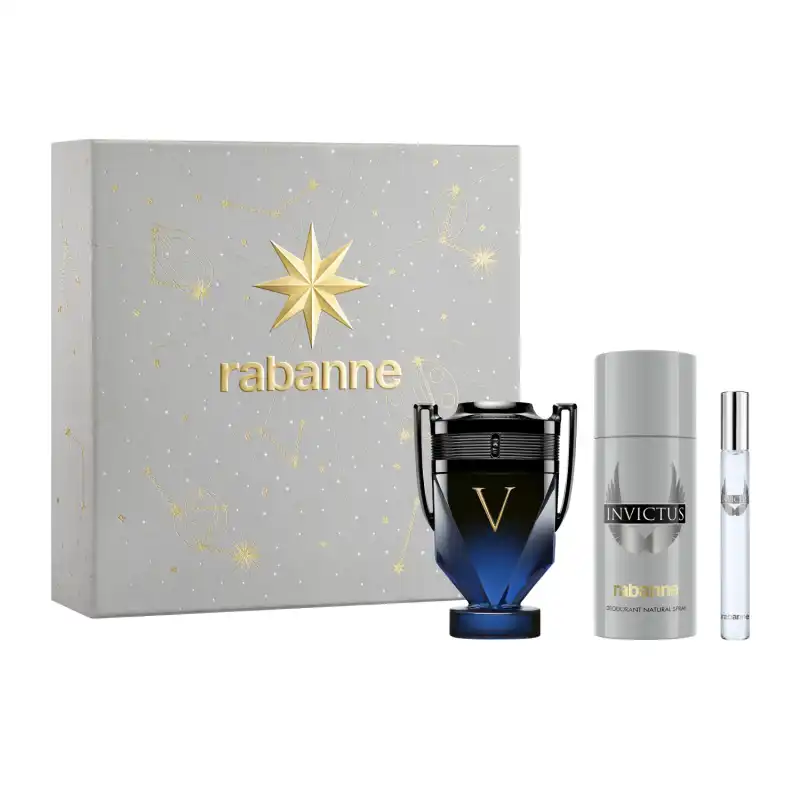 Set Invictus Victory Elixir Parfum Intense 100 Ml + Mini 10 Ml + Desodorante 150 Ml - Rabanne - Comparador de precios