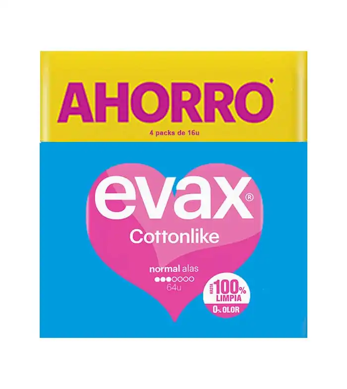 Evax - Compresas normal alas Cottonlike - 64 unidades - EVAX - Comparador de precios