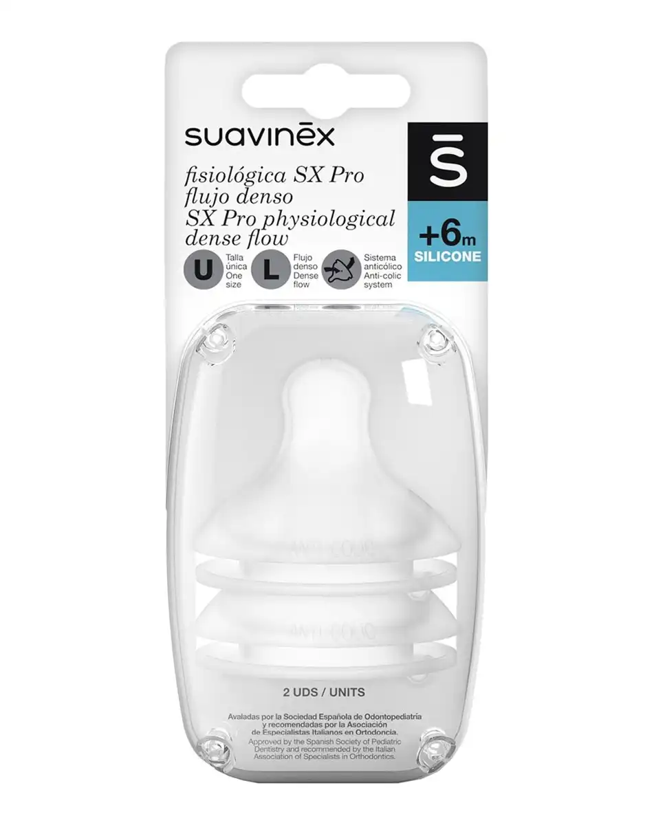Suavinex - Tetina Fisiológica SX Pro Flujo Medio +6 Meses Sistema Anticólico - Suavinex - Comparador de precios