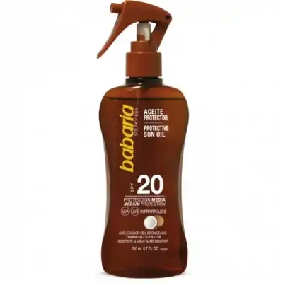 Babaria Aceite Bronceador Spray Protector Solar Coco SPF20 , 200 ml - Babaria - Comparador de precios