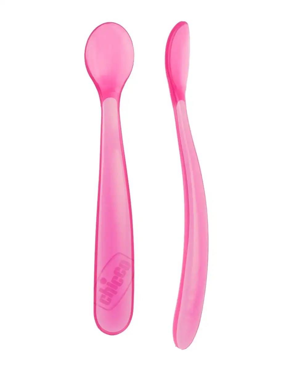 Chicco - 2 Cucharas Ergonómica Blanda Silicona +6m Rosa - Chicco - Comparador de precios