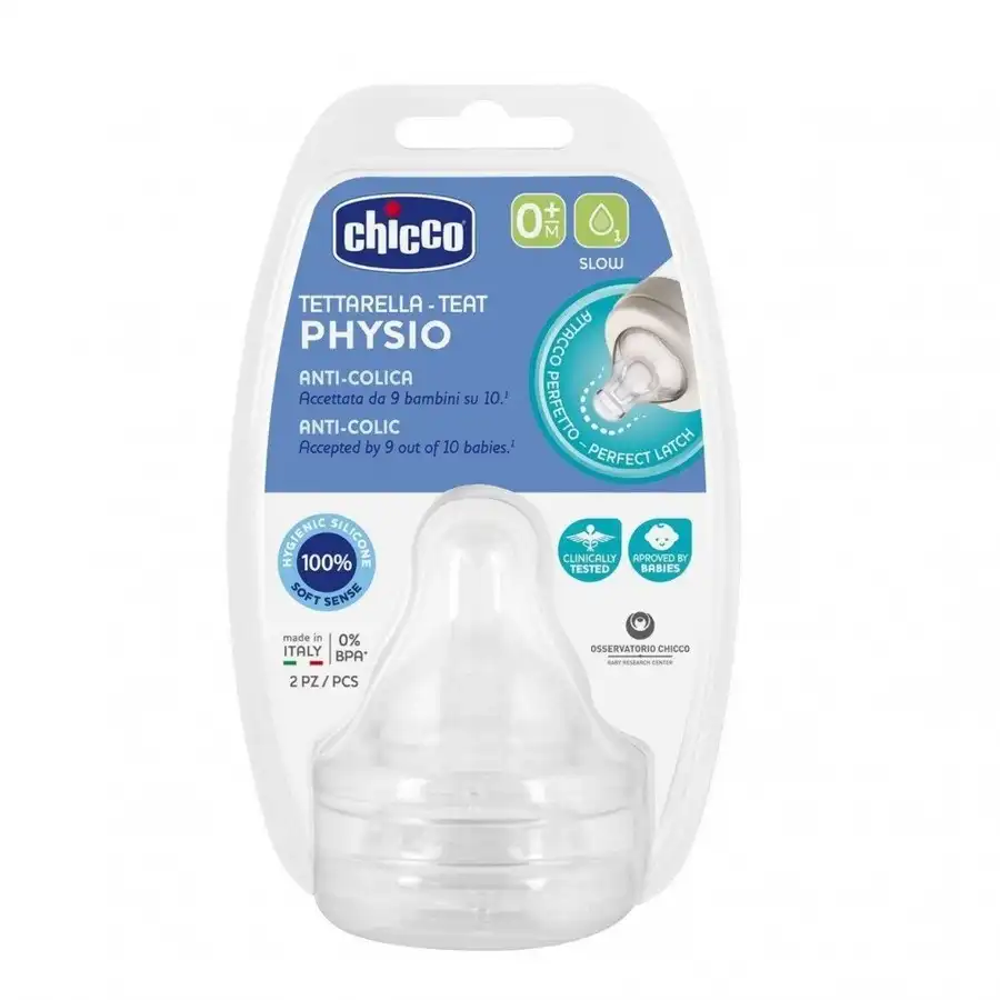 Chicco Tetina Physio Flujo Lento 2 Uds 0M + 2 UN 1.0 pieces - Chicco - Comparador de precios