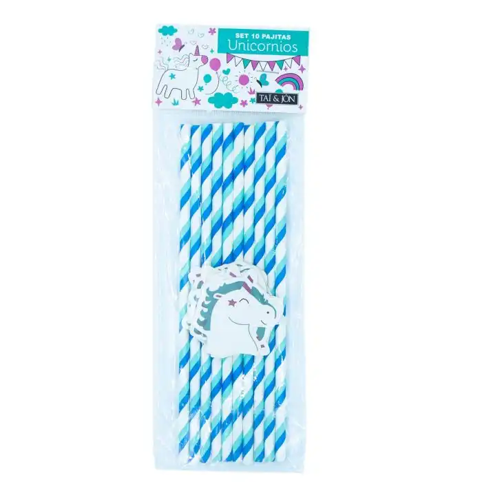 Set 10 Pajitas Unicornio Azul - Taï - Jôn - Comparador de precios