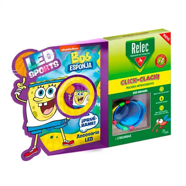Click-Clack Pulsera Antimosquitos Bob Enponja Baloncesto - Relec - Comparador de precios