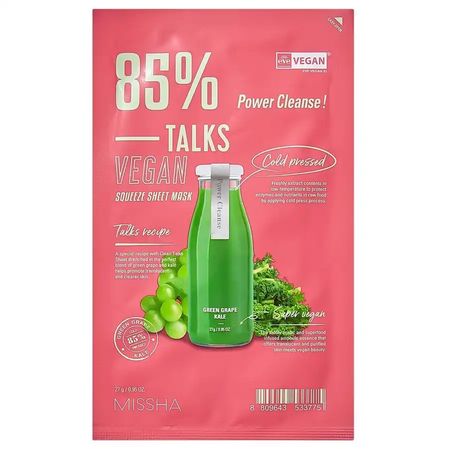 Missha Missha Talks Vegan Squeeze Sheet Mask Power Cleanse, 27 gr - Missha - Comparador de precios