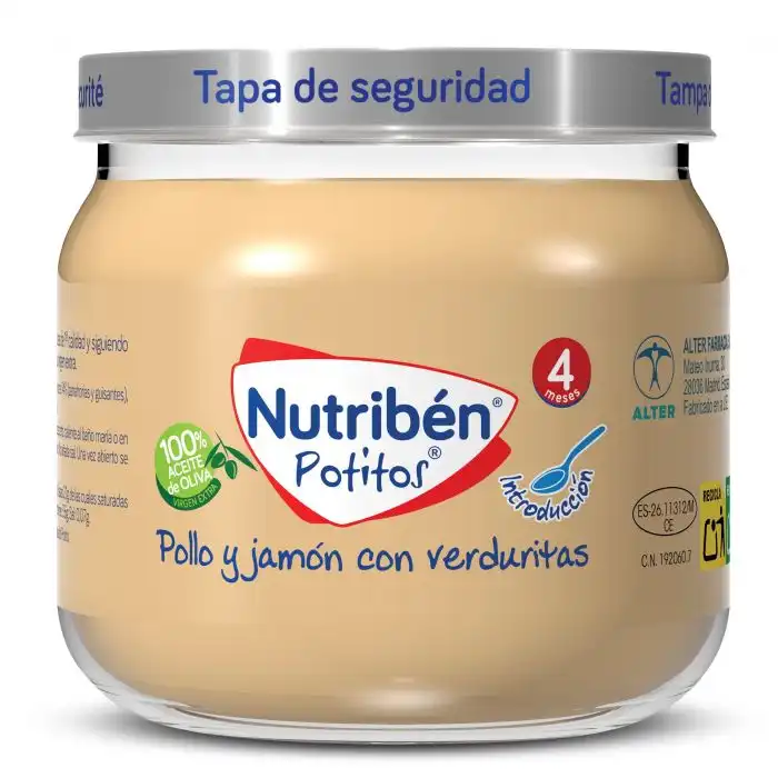 Potito Pollo y Jamón con Verduritas 120 gr - NUTRIBEN - Comparador de precios