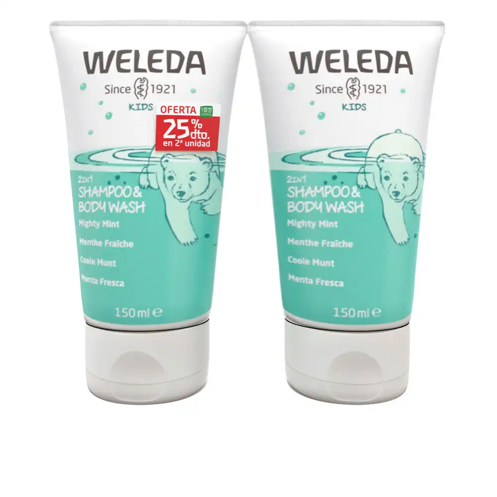 Shampoo & Body Wash 2 en 1 menta fresca 2 x 150 ml - Weleda - Comparador de precios