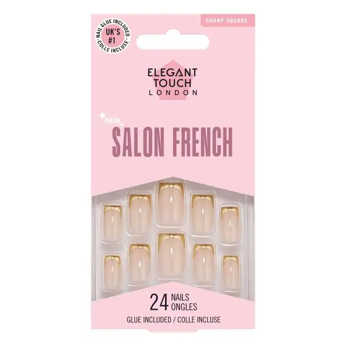 Uñas Postizas Salon French Gold Chrome - Elegant Touch - Comparador de precios
