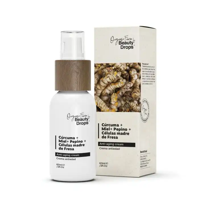 ¡38% DTO! Organic Farm Crema Antiedad Cúrcuma + Miel + Pepino + Células Madre de Fresa 60 ml - Beauty Drops - Comparador de precios