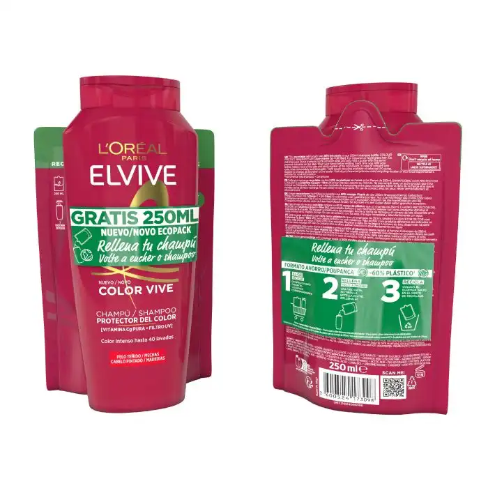ELVIVE Color Vive Champú + Recarga 650 ml - Loreal Paris - Comparador de precios