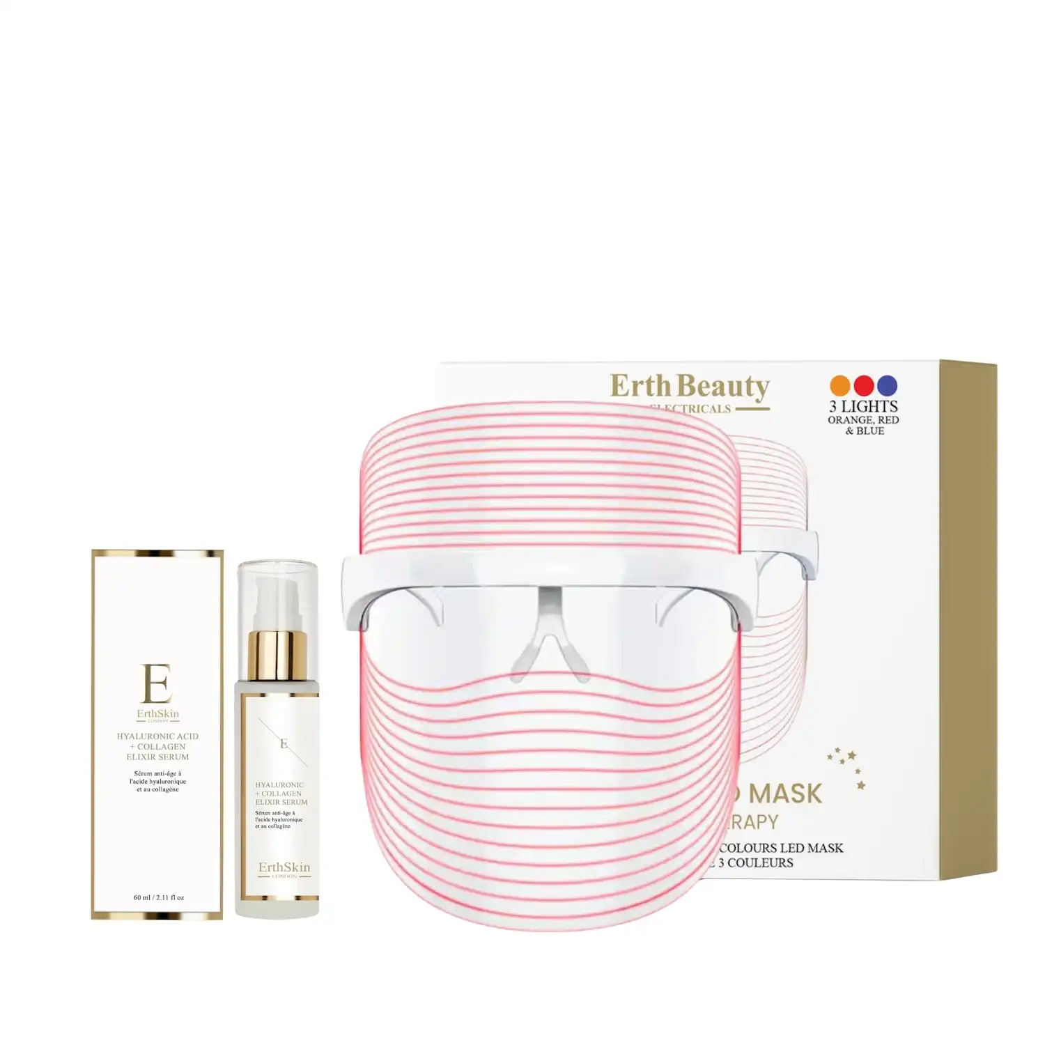 Mascarilla LED 3 Colores Duo Ácido Hialurónico Colágeno Máscara LED 1 Mascarilla LED + Sérum - ErthSkin London - Comparador de precios