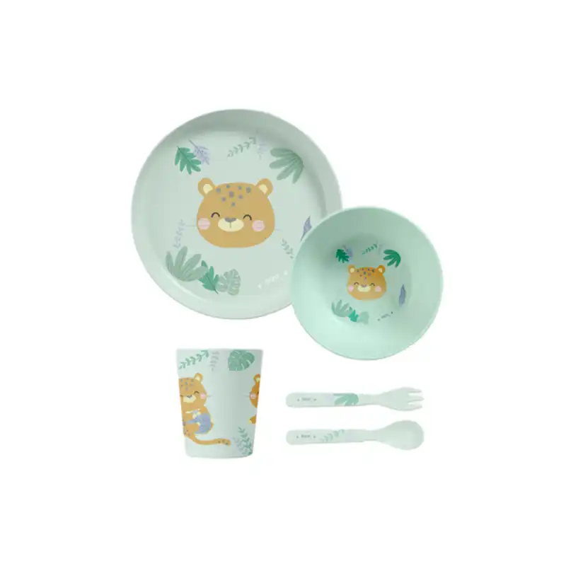 Vajilla 5 Piezas "jungle Cheetahs" Verde Menta - SARO - Comparador de precios