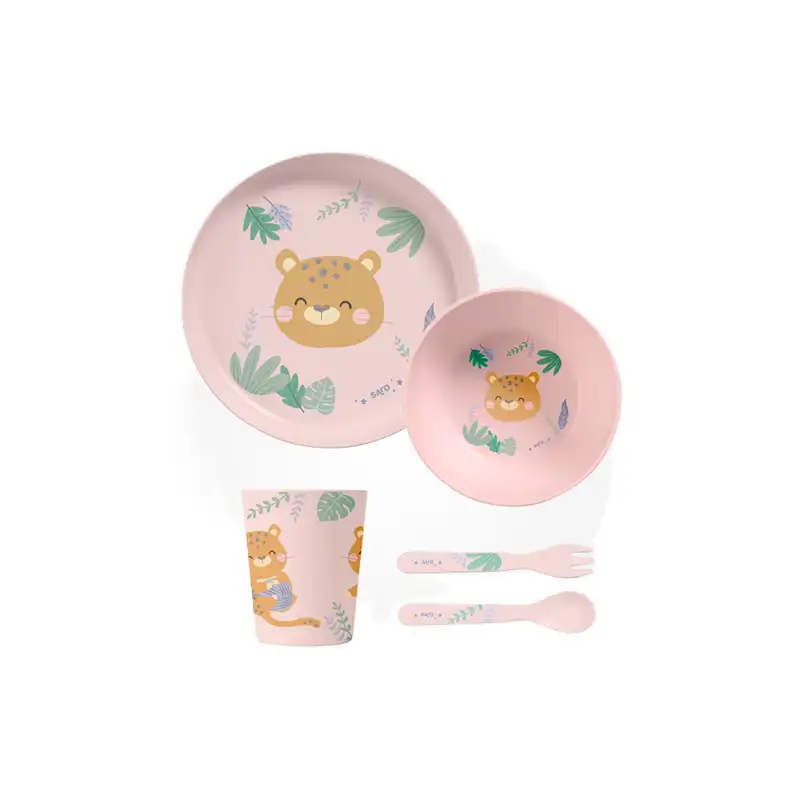 Vajilla 5 Piezas "jungle Cheetahs" Rosa - SARO - Comparador de precios