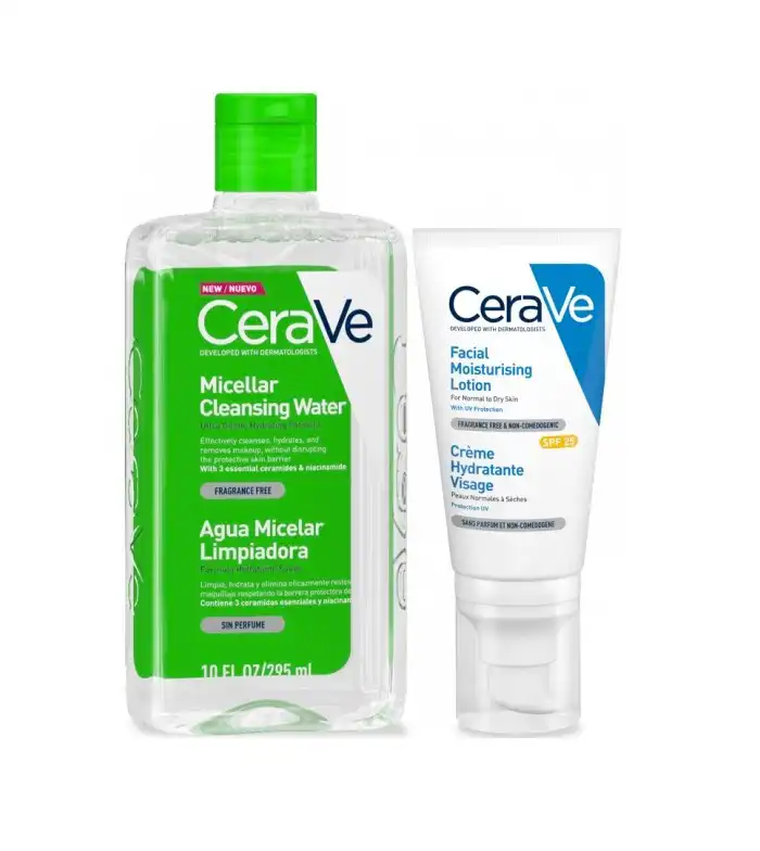 Cerave - Pack rutina facial Loción Hidratante SPF25 + Agua Micelar Limpiadora Hidratante - CeraVe - Comparador de precios