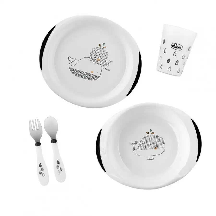 Chicco - Conjunto de Comida Infantil Black & White Ballenas 18M+ Chupetes 1 pieces unisex - Chicco - Comparador de precios