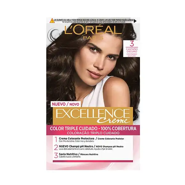 Tinte Excellence Creme 3 Castaño Oscuro - Excellence - Comparador de precios
