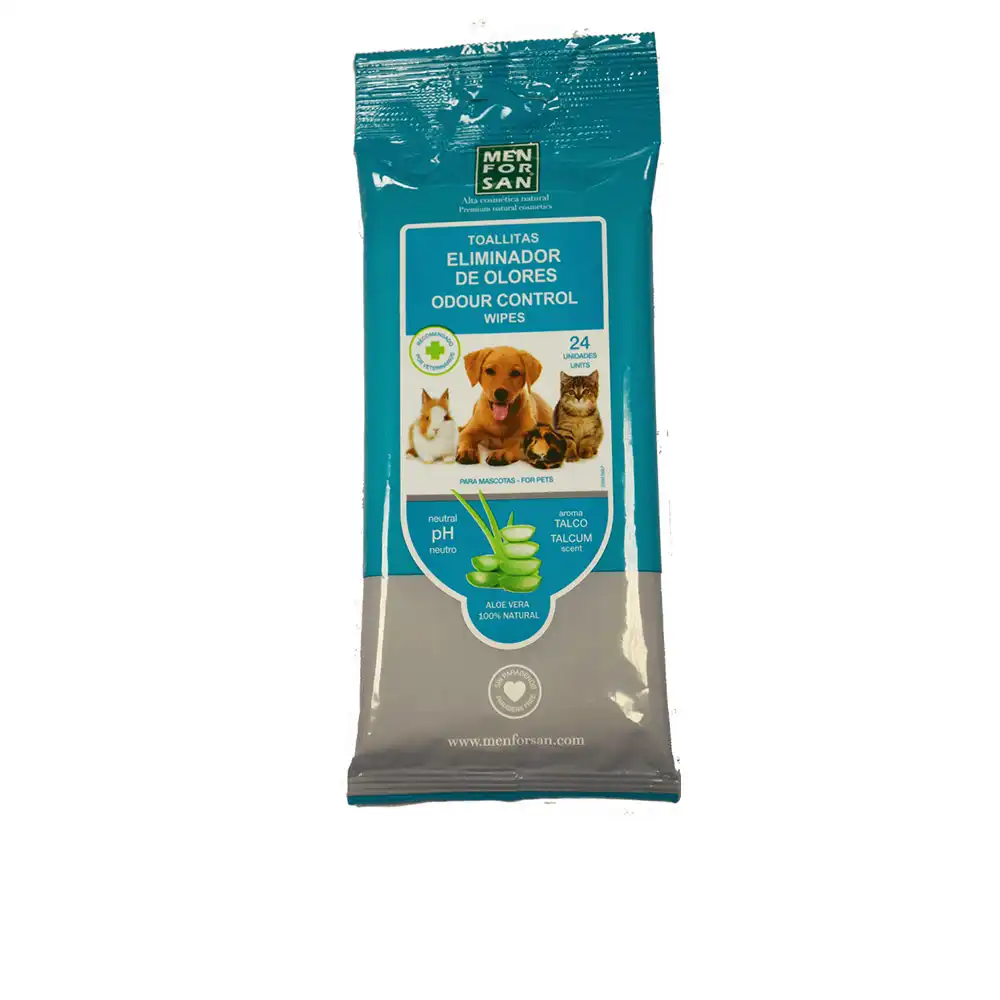 Toallitas Mascota eliminador de olores #talco 24 u - Men For San - Comparador de precios