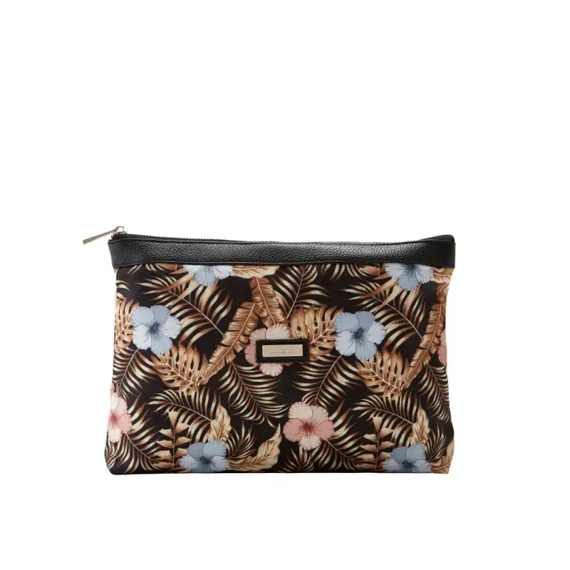 Tropical Large Cosmetic Bag Black Flower - Jjdk - Comparador de precios