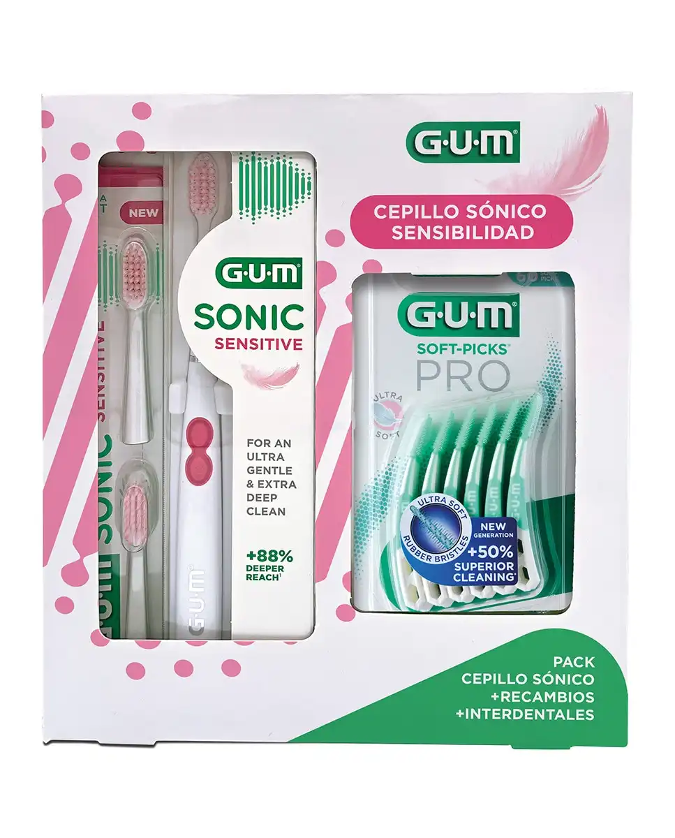 Gum - Pack Regalo Cepillo Sónico Sensibilidad: Gum® Sonic Sensitive + 2 Recambios + Interdentales Gum®. - GUM - Comparador de precios