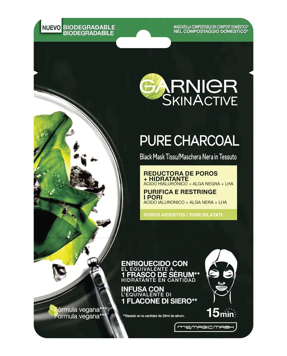Garnier - Mascarilla Tissu Black Pure Charcoal Skin Active - Garnier - Comparador de precios