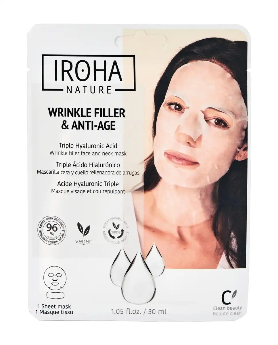 Iroha Nature - Mascarilla Cara Y Cuello Rellenadora De Arrugas De Triple Ácido Hialurónico - Iroha Nature - Comparador de precios