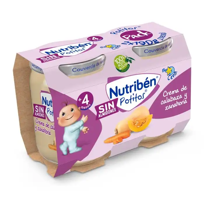 Potito Cena Crema Calabaza y Zanahoria 190 gr - NUTRIBEN - Comparador de precios