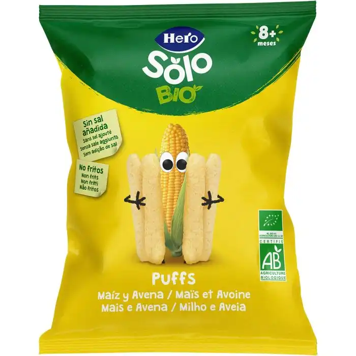 Solo BIO Snacks Puffs Maíz y Avena +8 Meses 25 gr - Hero Baby - Comparador de precios