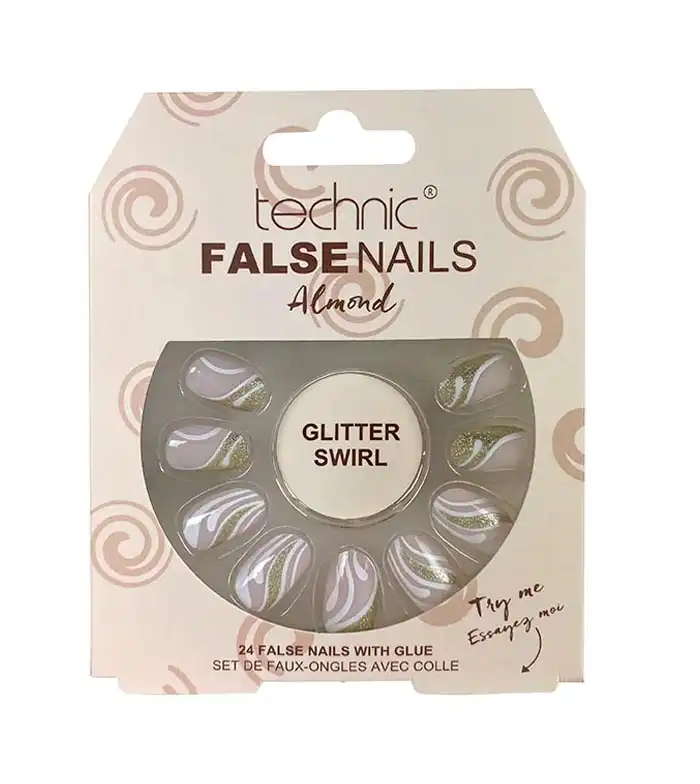 Technic Cosmetics - Uñas postizas False Nails Almond - Glitter Swirl - Technic Cosmetics - Comparador de precios