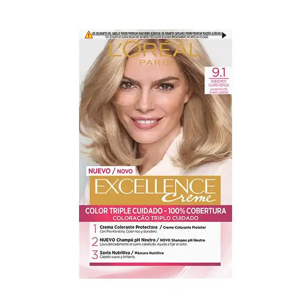 Tinte Excellence Creme 9.1 Rubio Claro Claro Ceniza - Excellence - Comparador de precios