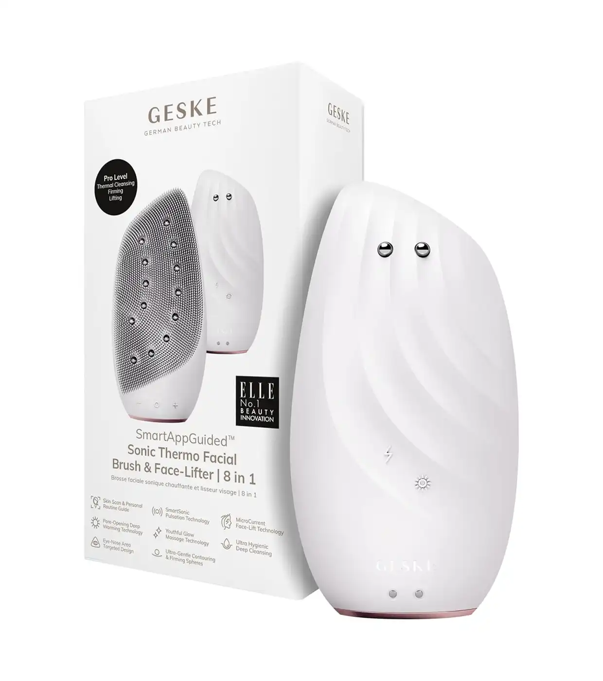 GESKE - Cepillo limpiador y masajeador facial Sonic Thermo Face-Lifter 8 en 1 - White Rose Gold - Geske - Comparador de precios